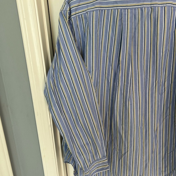 Ralph Lauren, Button down long sleeve Shirt, 18 36/37, Blue white Yellow Stripes - Picture 5 of 6